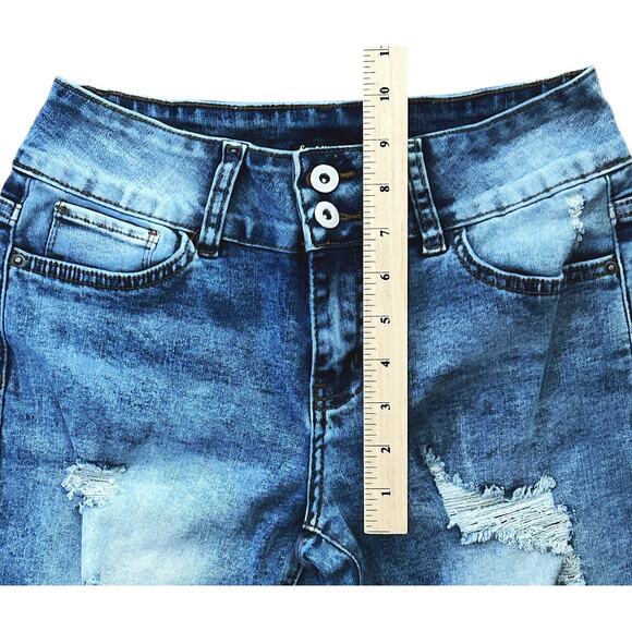 NWOT Flamingo Distressed Straight Leg Mid-Rise Stretch Jeans Small (26x30) - Picture 3 of 7